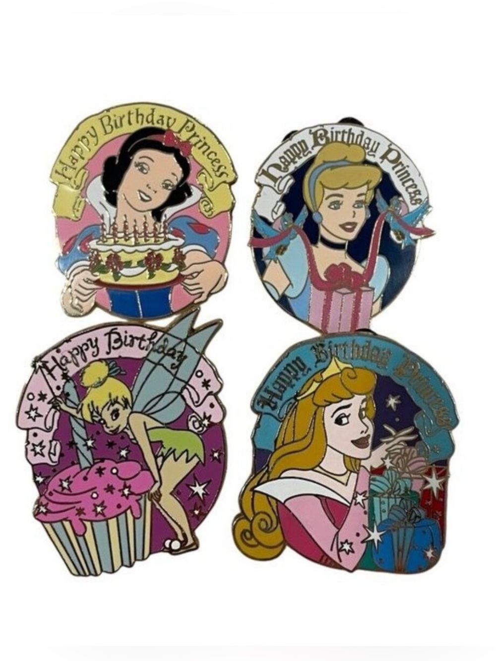 Disney Happy Birthday Princess Pins 2004-2006 Set of 4